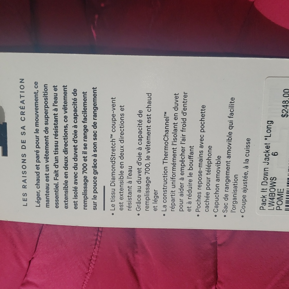 Lululemon Pack It Down Long Jacket Raspberry 6 NWT - Picture 9 of 11